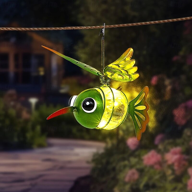 Solar Lanterns Hummingbird Outdoor Landscape Lights Garden Decoration with Spring Hook Waterproof Home Decor for Balcony Terrace Lawn Yard Deck Christmas/Halloween Gift3