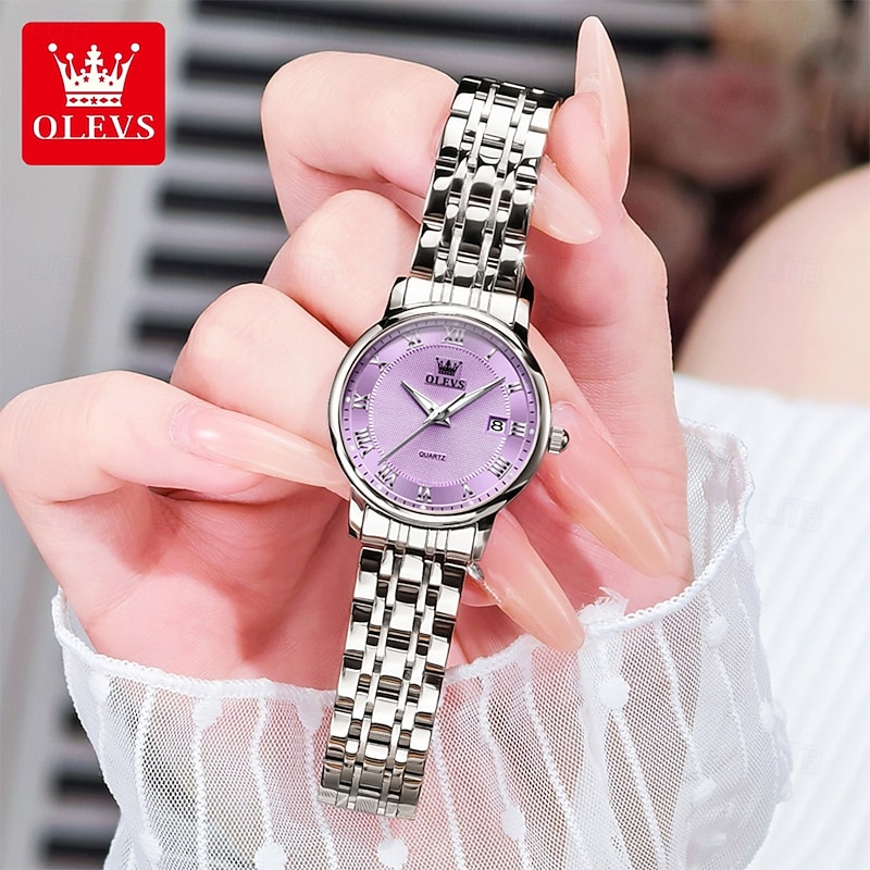 OLEVS Women Quartz Watch Wrist Watch Luxury Fashion Rhinestone Business Luminous Calendar Waterproof Stainless Steel Strap Watch2