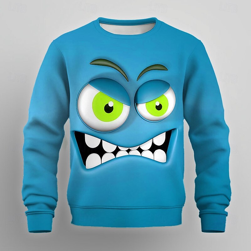Men's Cartoon 3D Sweatshirt Sweatshirt Long Sleeve Sweatshirt Crew Neck Casual Punk & Gothic 3D Print Party Streetwear All Seasons4
