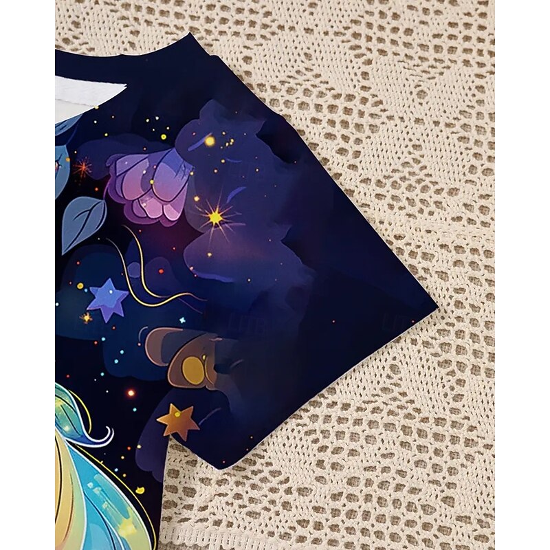 Girls' 3D Unicorn Dress Short Sleeve Summer Spring Vacation Daily Holiday Princess Beautiful Sweet Kids 4-12 Years Casual Dress A Line Dress Knee-length Regular Fit4