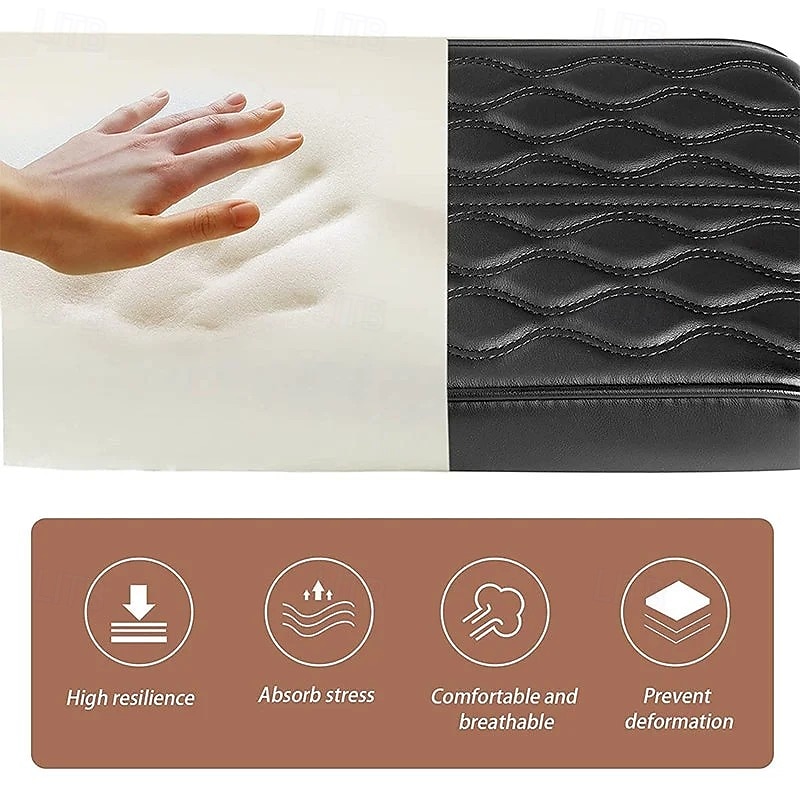 Vehicle Memory Foam Armrest Box, Car Center Console Cushion with Storage Pocket, Phone Holder, Tissue Box, Elbow Support Pad for Driving Comfort4