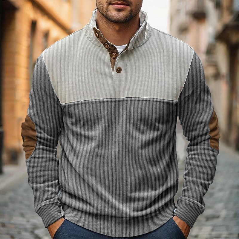 Men's Sweatshirt Polo Sweatshirt Black Red Navy Blue Brown Gray Polo Collar Color Block Patchwork Color Block Sports & Outdoor Casual Daily Streetwear Cool Designer All Seasons Clothing Apparel4