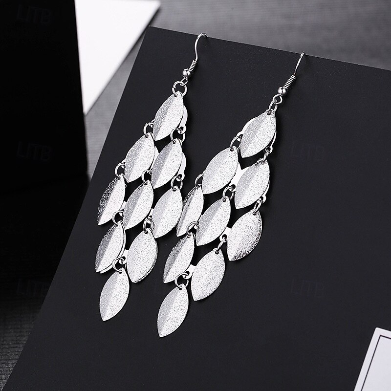 Drop Earrings Classic Leaf Earrings Jewelry Silver / Black / Gold For Wedding Anniversary Party Valentine's Day Gift3