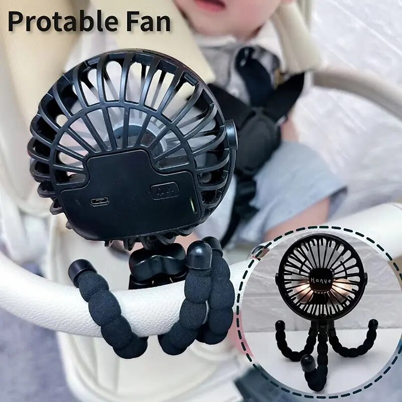 Baby Stroller Fan Hand Held Rechargeable USB Bladeless Small Folding Fans Mini Ventilator Silent Table Outdoor Cooler Neck Fan2