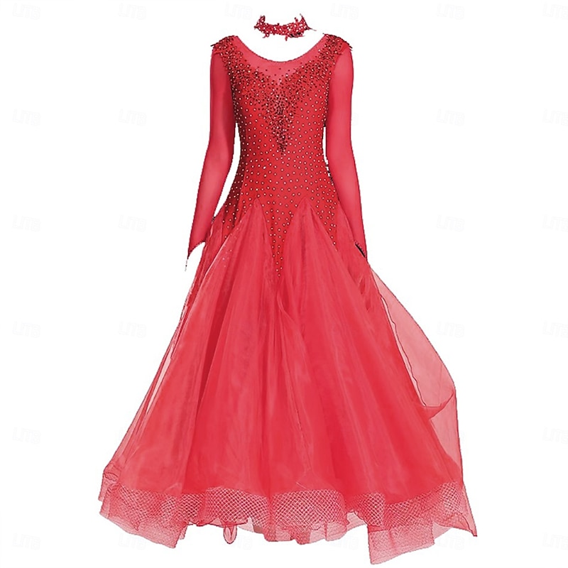 Elegant Ballroom Dance Dress Women Competition Waltz Dancing Dress Long Sleeve Tango Modern Sandard Costumes3