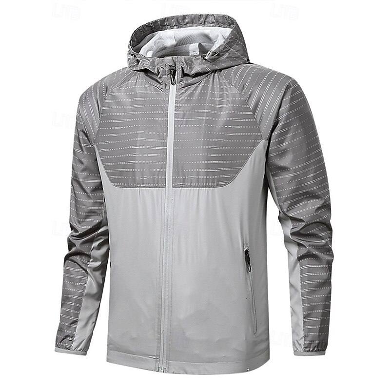 Men's Windbreaker Softshell Jacket Hardshell Jacket Outdoor Waterproof Windproof Hiking Outfits Hiking Clothes Spring Autumn / Fall Top Camping / Hiking / Caving Running Patchwork Green Grey4