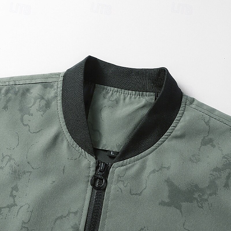 Men's Lightweight Jacket Casual Jacket Vacation Daily Pocket Spring Fall Color Block Fashion Classic Stand Collar Regular Black Dark Green Beige Jacket4