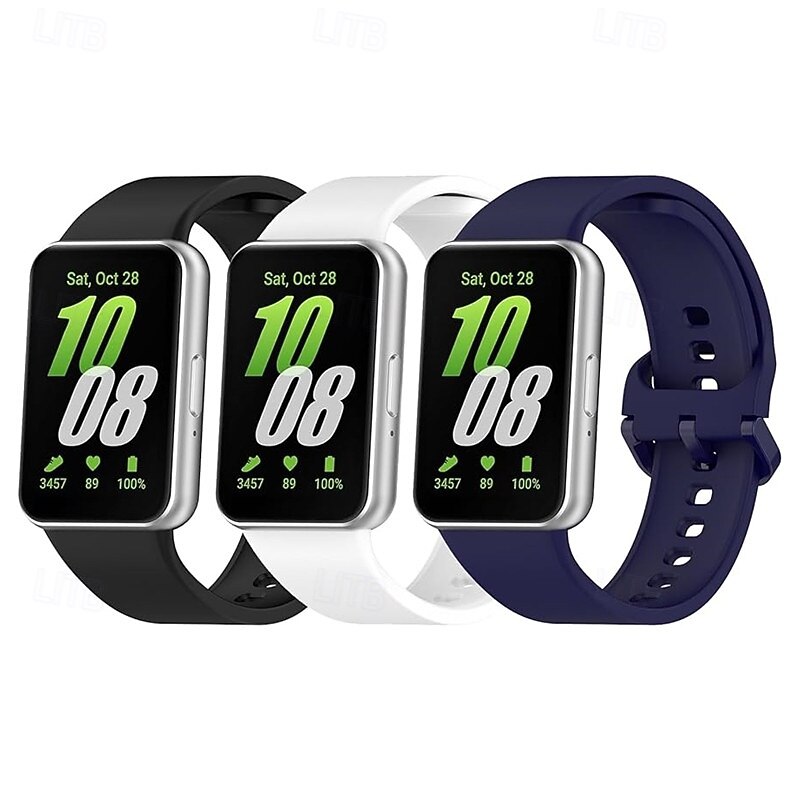 3 Pack Watch Band for Samsung Galaxy Galaxy Fit 3 Silicone Replacement  Strap Cute Sport Band Modern Buckle Wristband2