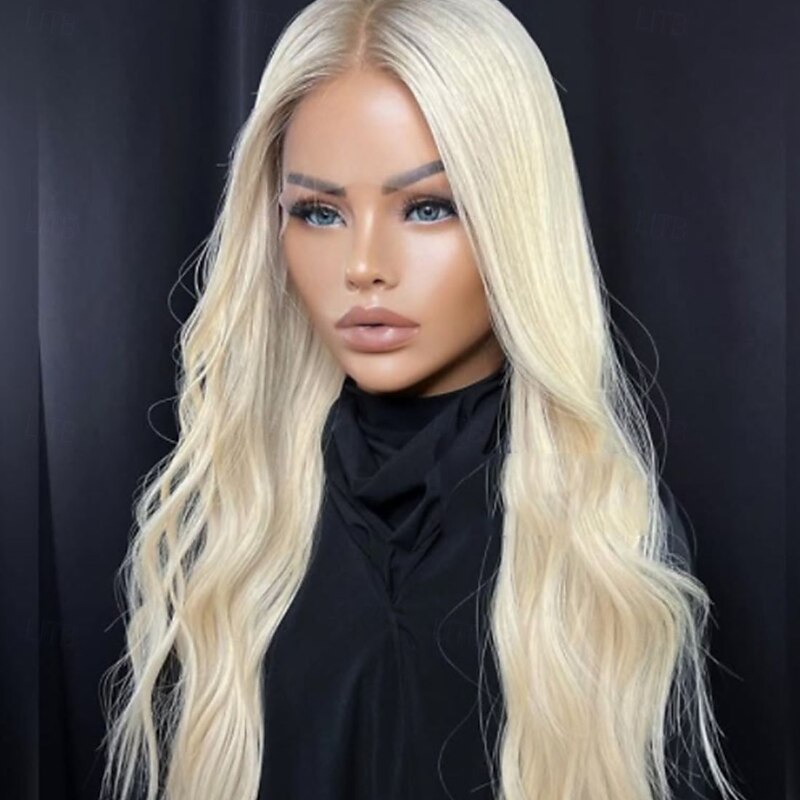 Ash Blonde 5x5 Closure Wigs 13x4 Lace Front Wig Brazilian Hair Wavy Human Hair Wig with Baby Hair Natural Hairline 100% Virgin Hair Glueless Pre-Plucked For Women4