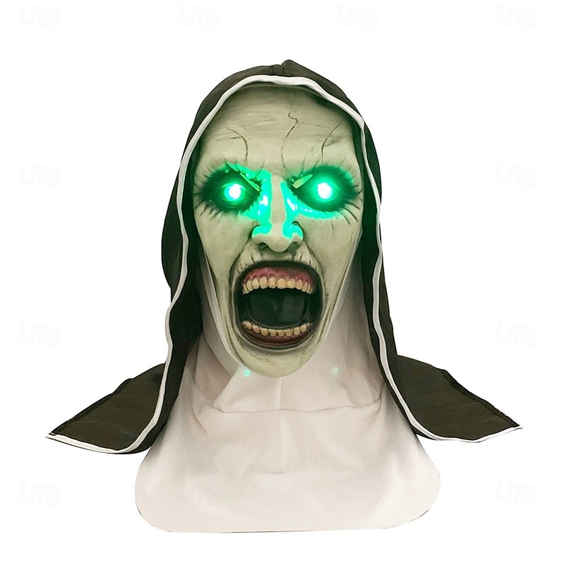 Ghost Halloween Mask The Nun Horror Scary Led Light Up Full Head Adults' Men's Women's Unisex Halloween Carnival Performance Party Easy Halloween Costumes Dress Up3