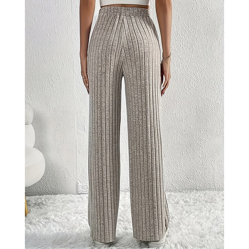 Women's Wide Leg Corduroy Pants Pants Trousers Fashion Streetwear Full Length High Waist Plain Jacquard Elastic Waist Breathability Comfortable Street Daily Wear Going out Light Grey Summer Spring2