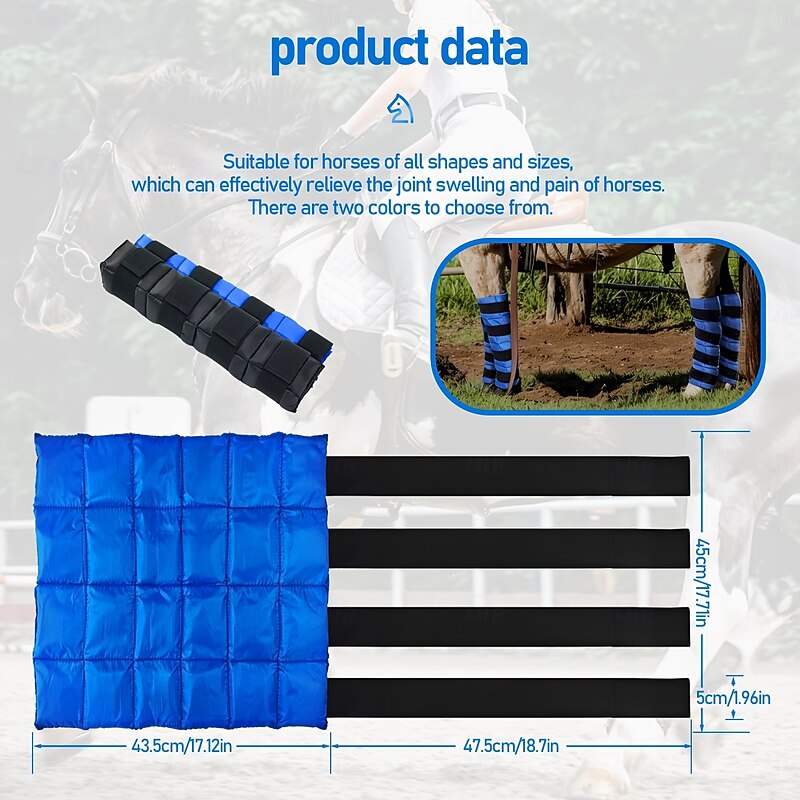 1pc Reusable Polyester Horse Leg Ice Pack - Cooling Knee and Full Leg Wrap for Injury Recovery and Muscle Relaxation - Horse Supplies2