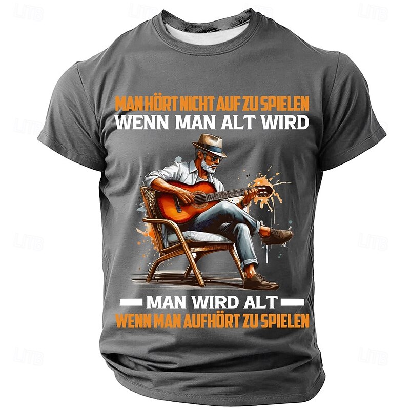 Men's Hobbies & Lifestyle Graphic T-Shirt: 'Never Stop Playing' Guitar Quote Tee2