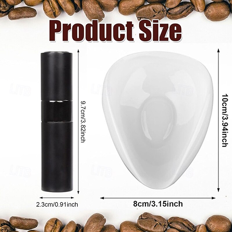 2pcs/set Coffee Dosing Cup with Spray Bottle Ceramic Coffee Bean Dosing Tray & Spritzer for Tea Espresso Vessel Accessories Kit For Reducing Coffee Power Static Gift for Coffee Lovers3