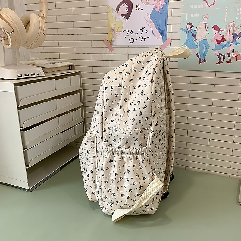 Girls' Floral Print Canvas Backpack – Aesthetic School Bag for Teen Students & Back to School Season3