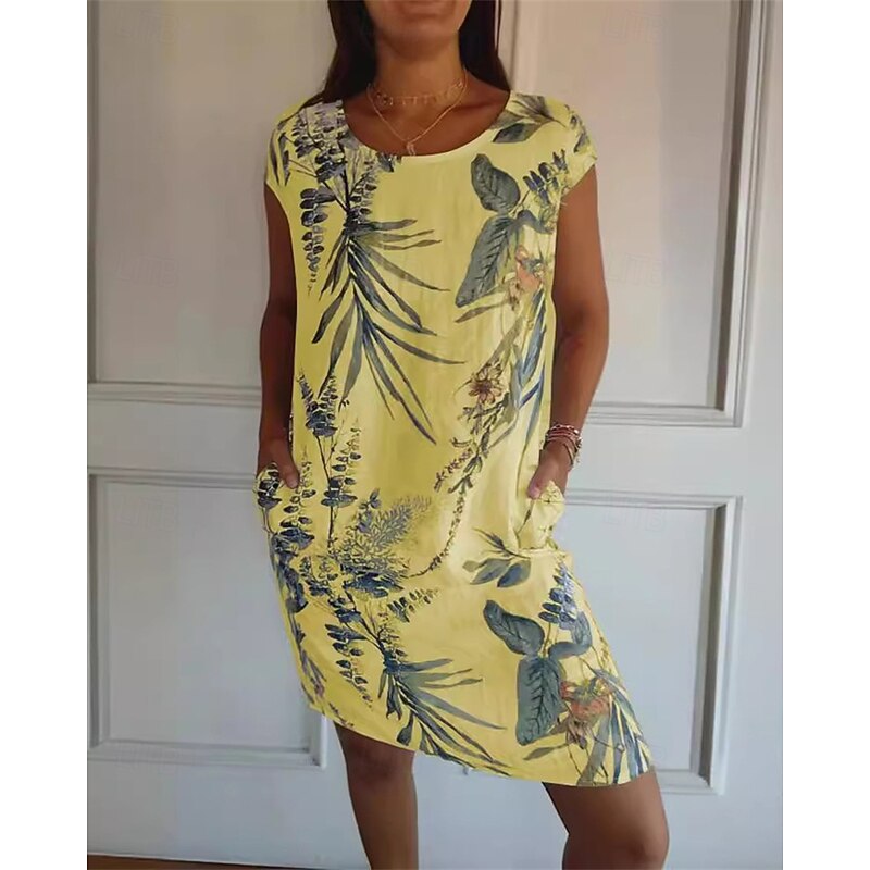 Women's Mini Dress Casual Dress Summer Dress Fashion Modern Daily Beach Weekend Regular Fit Flower Sleeveless Crew Neck White Yellow Red Blue Fall