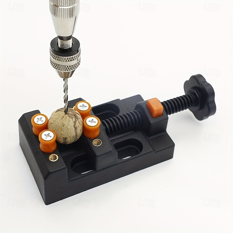 1pc Mini Drill Press Vise Clamp for DIY Jewelry and Crafts  Quick-Adjust 0-2 Inch (0-5.3cm) ABS Plastic Bench Vise with Olive Bodhi Bead Grip Precision Drilling & Engraving Tool for Watch Repair