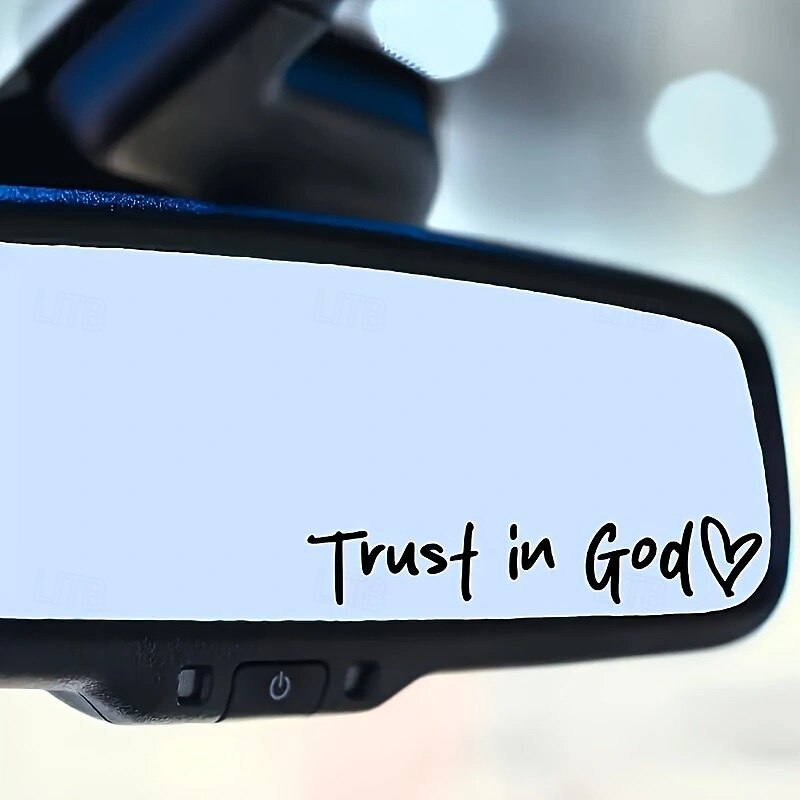 4pcs Trust in God Car Rearview Mirror Sticker, Car Rearview Mirror Decal, Inspirational Vinyl Sticker, Ideal Christian Gift, Jesus Faith Letter Decals for Car Interior2