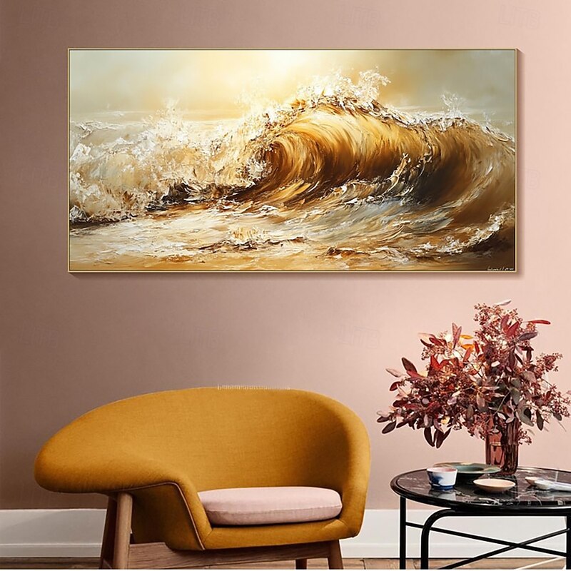 Handmade Oil Painting Wall Art Decoration Modern Abstract Sea Wave for Living Room Home Decor Stretched Frame Hanging Painting/Rolled Canvas (No Frame)3