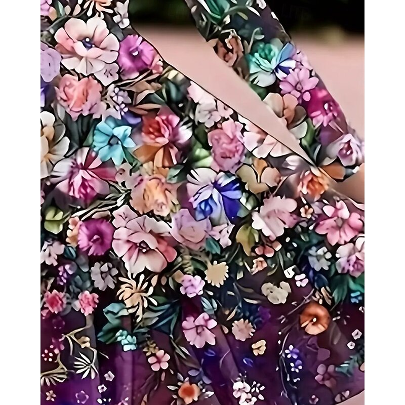 Girls' 3D Graphic Flower Dress Long Sleeve Summer Spring Vacation Daily Holiday Princess Beautiful Sweet Kids 4-12 Years Casual Dress A Line Dress Knee-length Regular Fit3