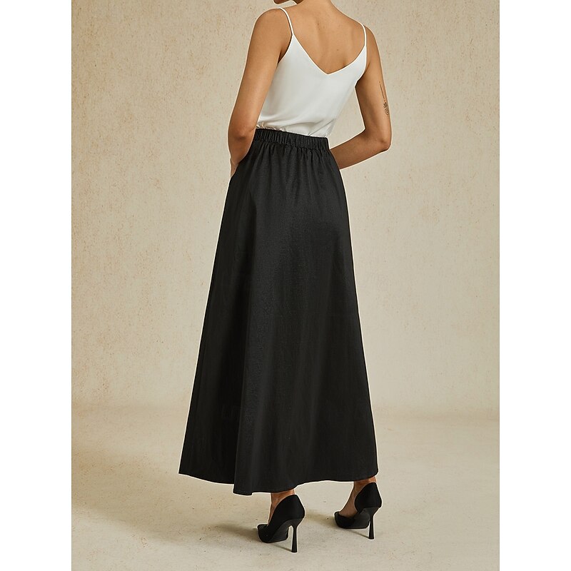 Women's Skirt Elegant Vintage Long Shiny Maxi High Waist Skirts Stretchy Black Summer Nylon Spandex2