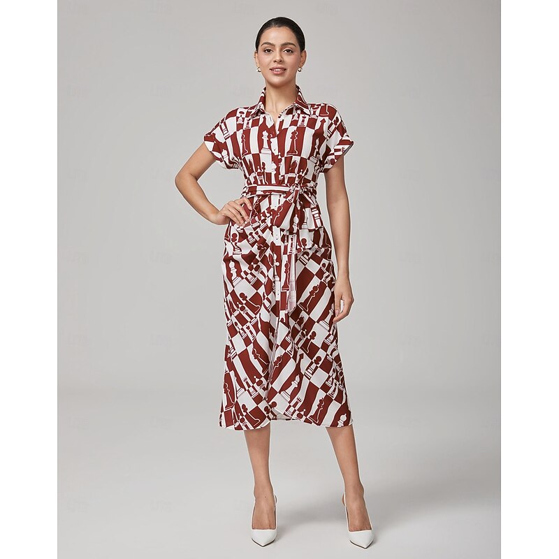 Retro Geometric Reverse Pleat Dress4