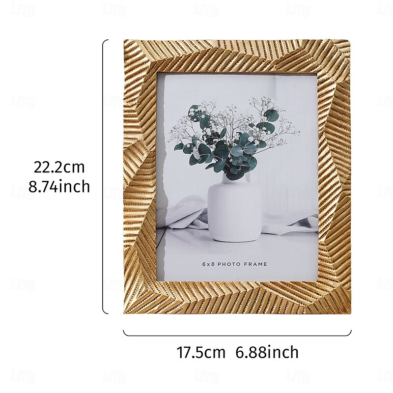 Gold Resin Photo Frame for Tabletop Display, Vertical and Horizontal Picture Frame for Bedroom, Office, Living Room, Warm Holiday Home Decor for Desk and Shelf3
