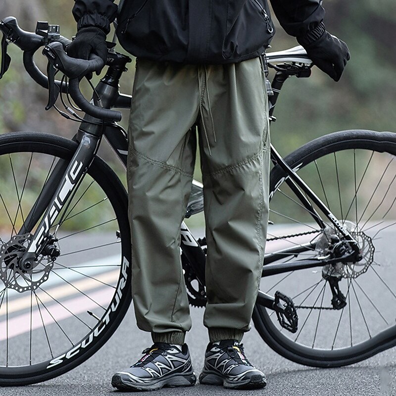 Men's Cargo Pants Hiking Pants Trousers Joggers Pants Hiking Rain Pants Winter Outdoor Regular Fit Waterproof Windproof Bottoms Drawstring Pocket Elastic Waist Dark Grey Black Camping / Hiking Running2