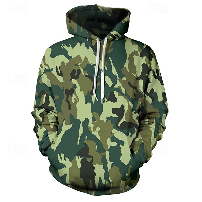 Men's Hoodie Blue Brown Green Hooded Camouflage Pocket Sports & Outdoor Daily Holiday Polyester Streetwear Basic Casual Spring Fall Clothing Apparel Hoodies Sweatshirts  Long Sleeve