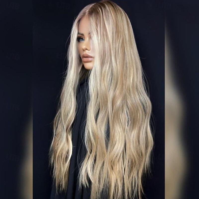 Unprocessed Virgin Hair 5x5 Closure 13x4 Lace Front Wig Middle Part Brazilian Hair Wavy Blonde Multi-color Wig 130% 150% Density Ombre Hair Highlighted / Balayage Hair Natural Hairline 100% Virgin3