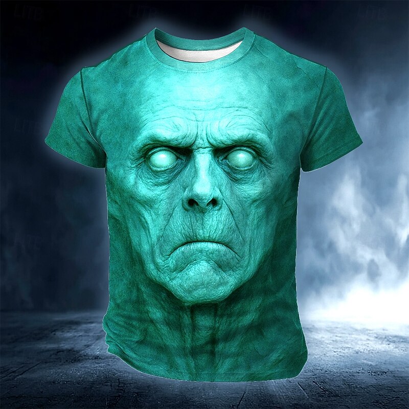 Halloween Men's Skull 3D T Shirt Short Sleeve T shirt 3D Print Crew Neck Shirt Exaggerated Designer Horror Party Street Casual Red Blue Green Summer Spring All Seasons Clothing Apparel S M L XL XXL4