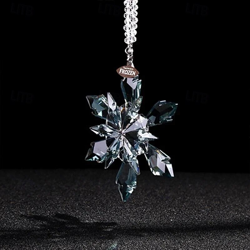 Car Decoration Snowflake Ornament Elegant Crystal Pendant Hanging Accessory for Rearview Mirror Christmas Ice Snow Charm Creative Interior Decor Gift3