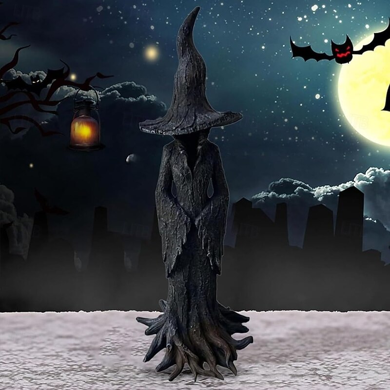 Halloween Hand Painted Enchanting Witch Statue Resin Retro Magician Mysterious Curse Figurine Desktop Festival Decorations for Home Office3