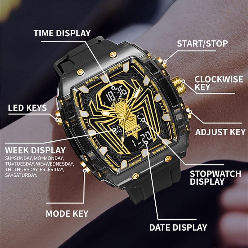 SMAEL Brand 8116 Waterproof Dropshipping Watch Alarm Clock Luminous Young Fashion business Quartz Sport Wristwatches4