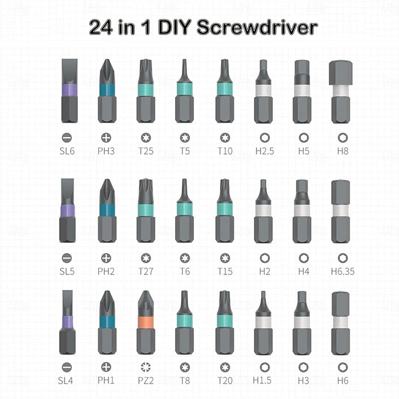 24 in 1 DIY Screwdriver, Portable 24 in 1 Magnetic Ratchet Screwdriver Set for Furniture PC Bicycle3