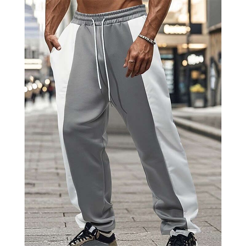 Men's Sweatpants Trousers Straight Leg Sweatpants Pocket Elastic Waist Drawstring Color Block Comfort Sports Outdoor Daily Fashion Casual Black Blue Micro-elastic3
