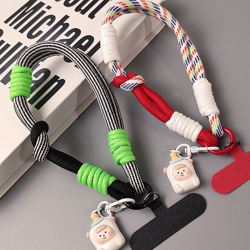 Phone Case For Lanyards Universal with Wrist Strap Cartoon Color Gradient Geometric Pattern Polyester2