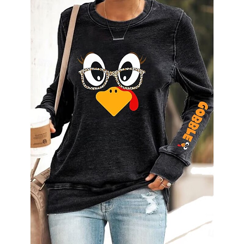 Women's Pullover Sweatshirt Graphic Animal Letter Casual Long Sleeve Crew Neck Round Neck Regular Tops Street Casual Holiday Print Black Red Blue Orange Green Spring Fall Winter2
