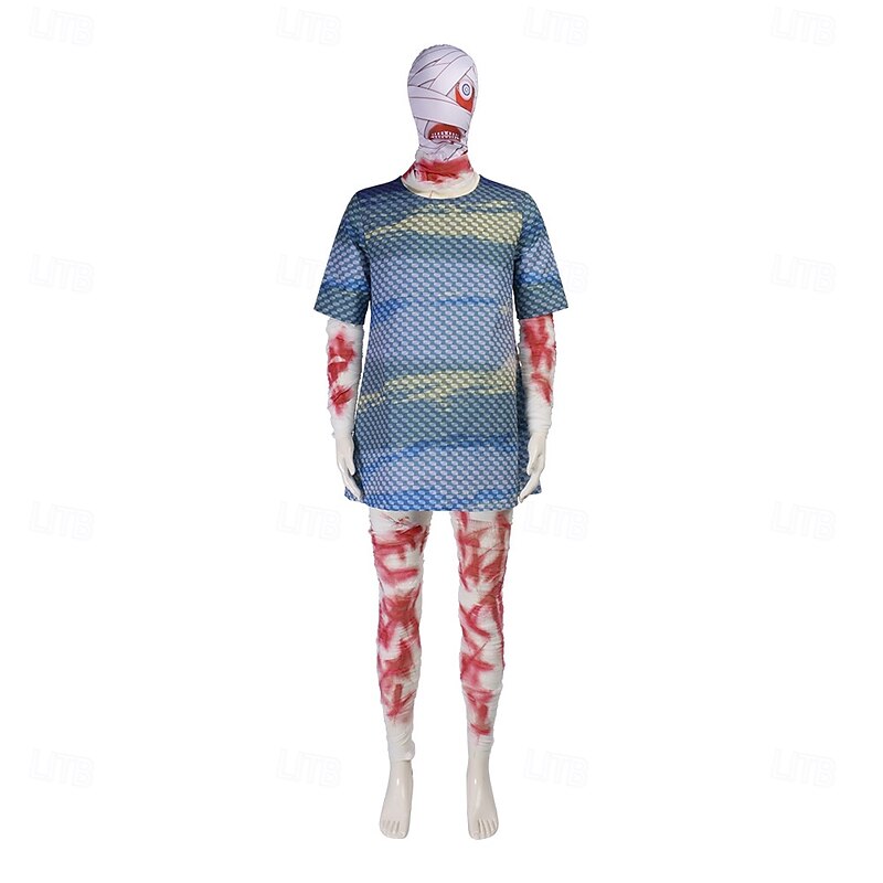 Zombie Halloween Fancy Costume Jumpsuit Mouthwashing Horror Scary Costume Adults' Men's Women's Halloween Carnival Performance Party Easy Halloween Costumes Dress Up3