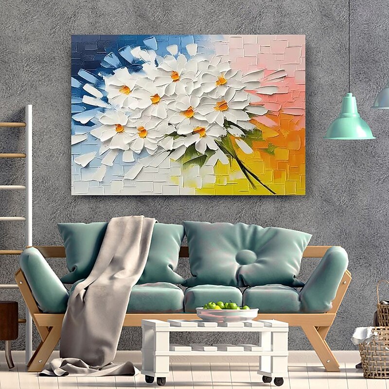 Handmade Oil Painting Canvas Wall Art Decoration Modern Abstract Thick Oil 3D Knife Flowers for Home Decor Stretched Frame Hanging Painting /Rolled Frameless Unstretched Painting3