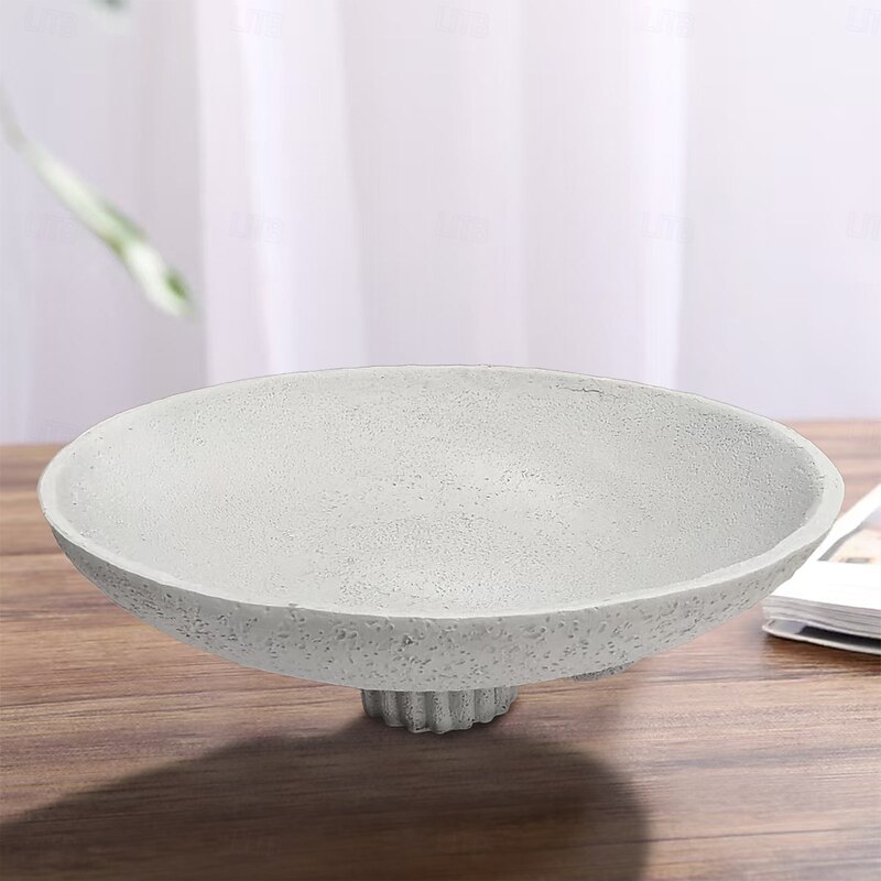 Large Decorative Resin Pedestal Bowl, Modern White Centerpiece Fruit Bowl for Kitchen Counter, Stylish Home Decor Accent Dish4