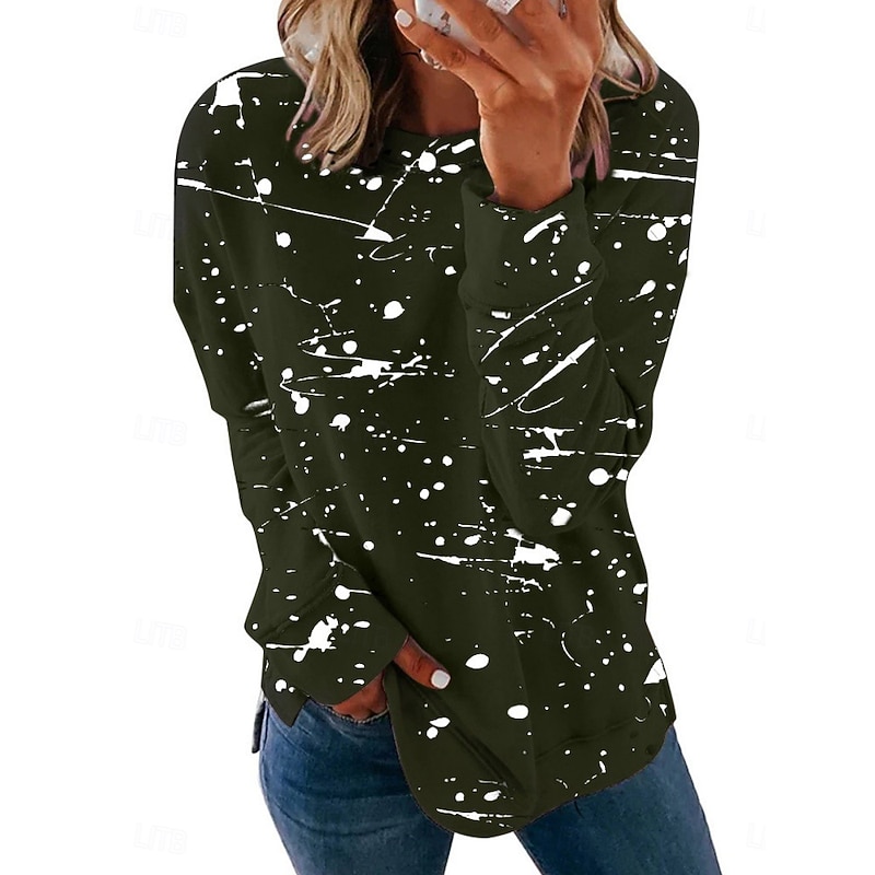 Women's Blouse Long Sleeve Graffiti Tropical Stylish Casual Crew Neck Regular Tops Daily Print White Pink Wine Army Green Light Grey Summer Spring Fall2