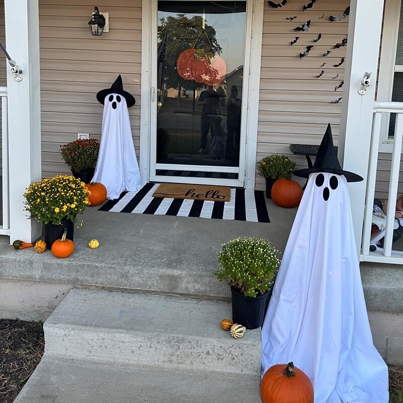 1 Pc luminous hat wearing ghost decoration lamp indoor and outdoor courtyard garden party atmosphere decoration lights 120/145cm4