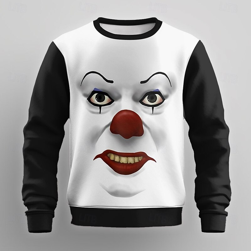 Men's Cartoon Clown Sweatshirt Sweatshirt Long Sleeve Sweatshirt Crew Neck Fashion Cool Daily 3D Print Party Streetwear All Seasons2
