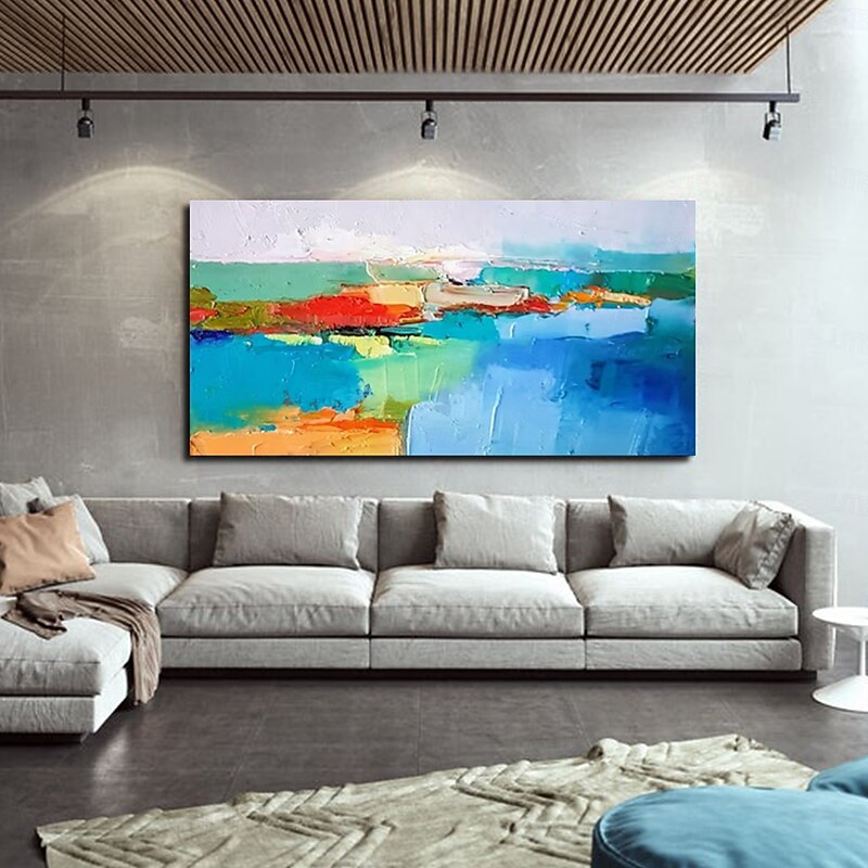 Oil Painting Hand-painted Wall Art Abstract Knife Painting Sea View Home Decoration Decoration Scroll Canvas Frameless Unstret4