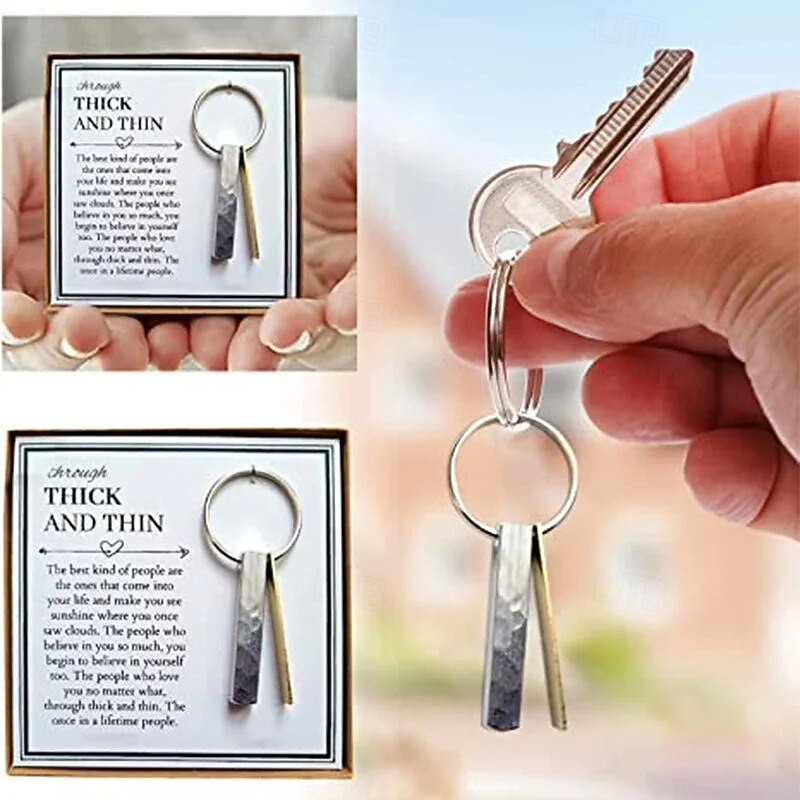 Through Thick and Thin Keychain Best Friend Gift Simple and Elegant Keyring Keychain Pendant Portable Backpack Charm Creative and Stylish Friendship Token2