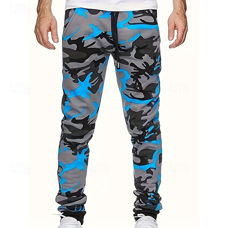Multi Packs 2pcs Men's Yellow+Orange Sweatpants Joggers Elastic Waist Drawstring Camo / Camouflage Vacation Daily Wear Polyester Spring4