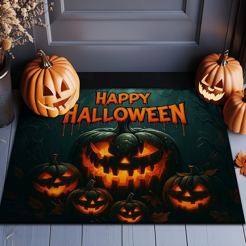 Halloween Indoor Outdoor Doormat Kitchen Mat Funny Skeleton Waiting for Halloween, Non-Slip Front Door Mat for Porch, Entryway, Patio, Bedroom, Bathroom and 2025 Halloween Home Decoration4