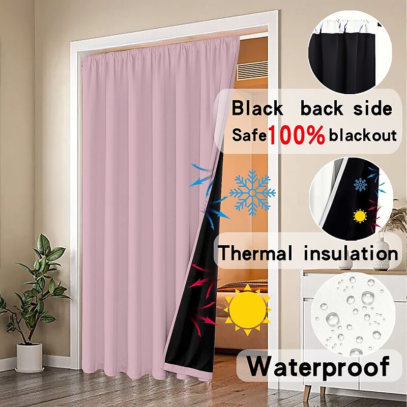 Curtain Drapes Solid Color Blackout Curtain Panel Modern Minimalist Thermal Insulated Drapes for Living Room, Bedroom, Balcony, Doorway, Fitting Room, Ready-Made Window Treatment3