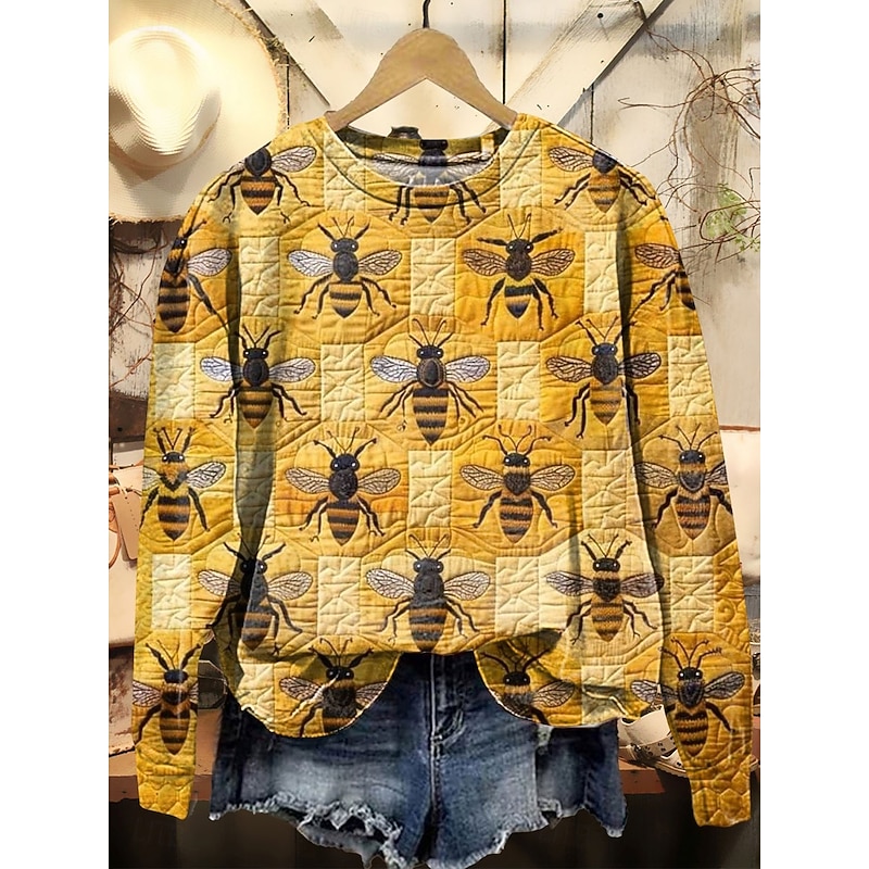 Women's Sweatshirts Graphic Animal Casual Long Sleeve Crew Neck Regular Tops Street Dailywear Casual Print Yellow Blue Purple Orange Green Fall Winter2